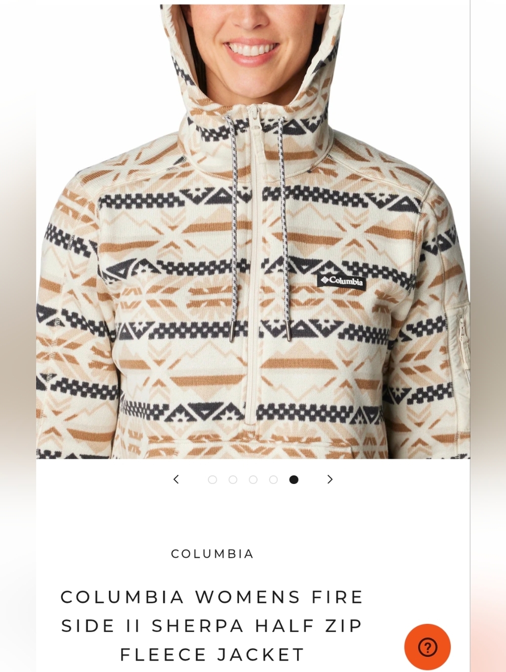 Columbia Women's Cream, Tan & Black Patterned Fleece Hoodie - Picture 6 of 11